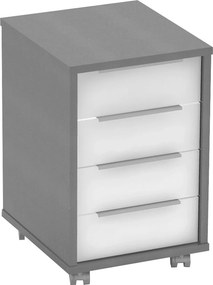 Comoda birou RIOMA NEW TYP 14, gri/alb, DTD laminat/metal, 43x48x67 cm