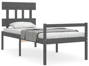 3195408 vidaXL Cadru de pat senior cu tăblie, 100x200 cm, gri, lemn masiv