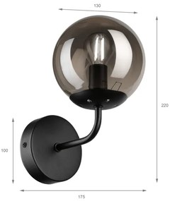 Brilagi - Lampă de perete MALIVA 1xE14/15W/230V negru/fumuriu