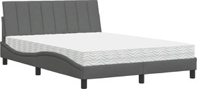 vidaXL Pat cu saltea, Hanko, gri închis, 120x200 cm, textil