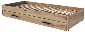 Modul artizanal stejar VERSO F/1S, pat 90x200 cm cu spatiu depozitare