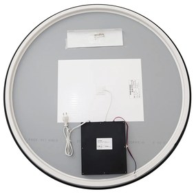 🪞 Oglindă LED cu Touch, Funcție Dezaburire și 3 Tipuri de Lumină – Ramă Negru Mat, 90 cm, Model J188-90 Smack