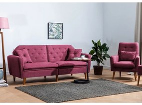 Set Canapea si Fotoliu, Lemn Solid, Terra, 2 Piese, Rosu Bordo