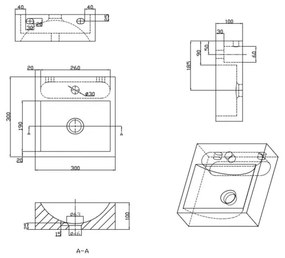 Sapho - Lavoar suspendat BLOK 30 x 30 cm, antracit
