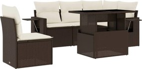 vidaXL Set canapele de grădină cu perne, 6 piese, maro, poliratan