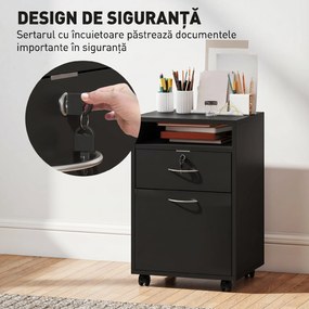 HOMCOM Dulap de Birou cu Raft Deschis, Sertar și Dulap, Negru | Aosom Romania