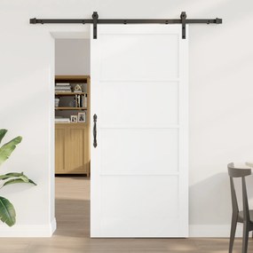 Ușa glisantă vidaXL cu set de accesorii alb 93x202 cm din lemn masiv de pin
