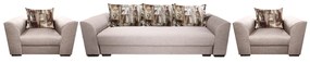 Set living canapea cu 2 fotolii 3+1+1 Lindo N04 Crem inchis