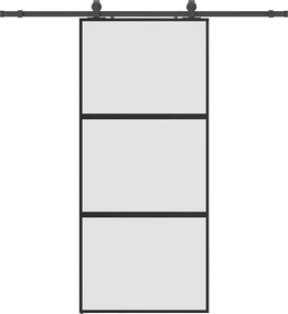 vidaXL Ușă glisantă cu set feronerie neagră 90x205cm sticlă securizată
