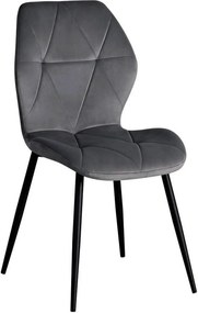 Scaun KEN, gri inchis/negru, stofa catifelata/metal, 47x55x87 cm