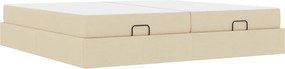 vidaXL Cadru de pat cu saltea cu saltea 2 pcs Crem țesătură