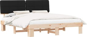 vidaXL Cadru de pat cu tăblie tapițată cu headboard Negru 200 x 200 cm