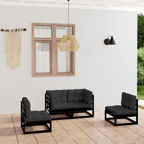 3076433 vidaXL Set mobilier grădină cu perne, 4 piese, lemn masiv pin