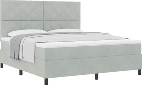 vidaXL Pat cu arcuri cu saltea Gri deschis 180 x 200 cm Catifea