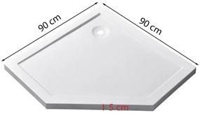 Celtic 90x90 cm cabină de duș pentagonală cu tavă de duș negru