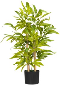 HOMCOM Plantă Artificială de Bambus, Înălțime 60 cm, din Poliester și PP, Verde, cu Vas de Ciment Ø15x12.5 cm | Aosom Romania