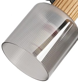 Brilagi - Plafonieră cu spoturi HYGGE, 2xE14/15W/230V, lemn de cauciuc/sticlă fumurie