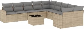 vidaXL Set canapele de grădină cu perne, 11 piese, bej, poliratan