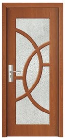 Usa Interior din MDF Novo Doors ND309, Cadru din Lemn Masiv, Geam Sablat, KIT COMPLET, Toc , Manere si balamale incluse (Culoare: Nuc, Dimensiune: 80
