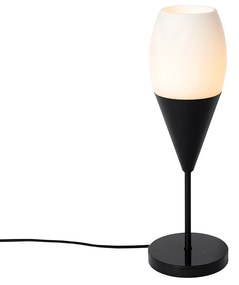 Lampă de masă modernă neagră cu sticlă opalescentă - Drop