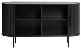 Comodă neagră joasă cu aspect de lemn de stejar 140x76 cm Nola – Unique Furniture