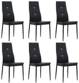 vidaXL Scaune de sufragerie, 6 buc., negru, piele ecologică