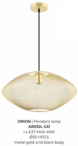 Lustra suspendata metalica design decorativ ORION auriu 50cm