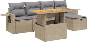 vidaXL Set canapele de grădină cu perne, 6 piese, bej, poliratan