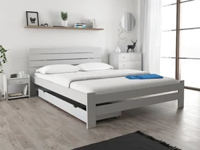 Pat inaltat PARIS 160x200 cm, alb Saltele: Cu saltele Coco Maxi 20 cm, Somiera pat: Cu lamele drepte