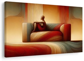 Tablou linii abstracte în tonuri calde