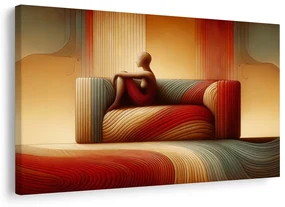 Tablou linii abstracte în tonuri calde