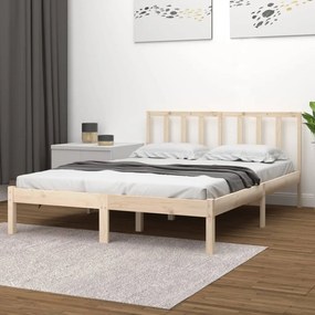 vidaXL Cadru de pat dublu, 135x190 cm, lemn masiv de pin