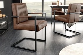 Scaun cu brate design retro Big Aston piele naturala maro vintage