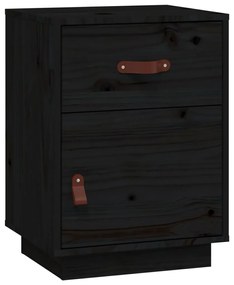 818313 vidaXL Noptieră, negru, 40x34x55 cm, lemn masiv de pin