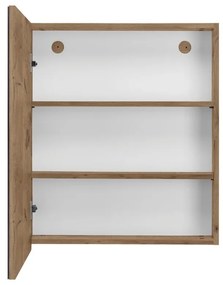 Dulap de baie în culoare naturală suspendat/cu oglindă cu aspect de lemn de stejar 60x70 cm Wisla – Støraa