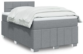 vidaXL Pat continental cu saltea, gri deschis, 120x200 cm, textil