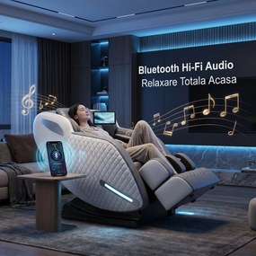 Fotoliu de masaj full body cu AI Voice, sina SL-Track si airbag 360, Gri