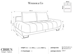 Canapea extensibilă cu 3 locuri și tapițerie de catifea Windsor &amp; Co Sofas Cirrus, bej