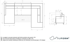 Canapea extensibilă în formă de "U" cu șezlong pe partea stângă Miuform Scandic Lagom, portocaliu închis
