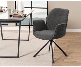 Scaun de sufragerie gri închis tapițat Aura – Actona