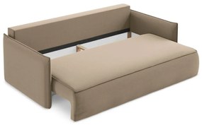 Canapea maro deschis extensibilă/cu spațiu de depozitare cu tapițerie din catifea 225 cm Hula – Makamii