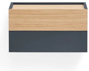 Noptieră gri antracit-natural cu aspect de lemn de stejar Otto – Teulat