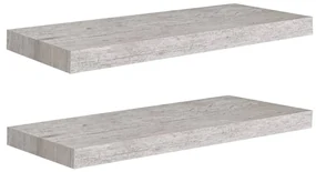326598 vidaXL Rafturi perete suspendate, 2 buc., gri beton 60x23,5x3,8 cm MDF