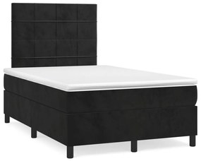 vidaXL Pat cu arcuri, saltea și LED, negru, 120x190 cm, catifea