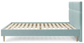 Pat matrimonial 160x200 cm turcoaz tapițat cu somieră Elyna – Bobochic Paris