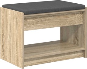 vidaXL Bancă pentru hol cu pernă cu raft Stejar Sonoma 63 x 38 x 45 cm