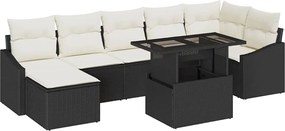 vidaXL Set de canapele pentru grădină cu pernă 8 pcs Negru și Crem