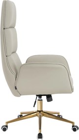 HR850K Scaun Ecru Piele Ecologica Premium Soft cu Bază Aurie