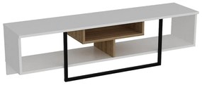 Comodă TV albă cu aspect de lemn de stejar 149x40 cm Asal – Kalune Design