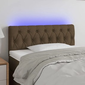 vidaXL Tăblie de pat cu LED, maro închis, 90x7x78/88 cm, textil